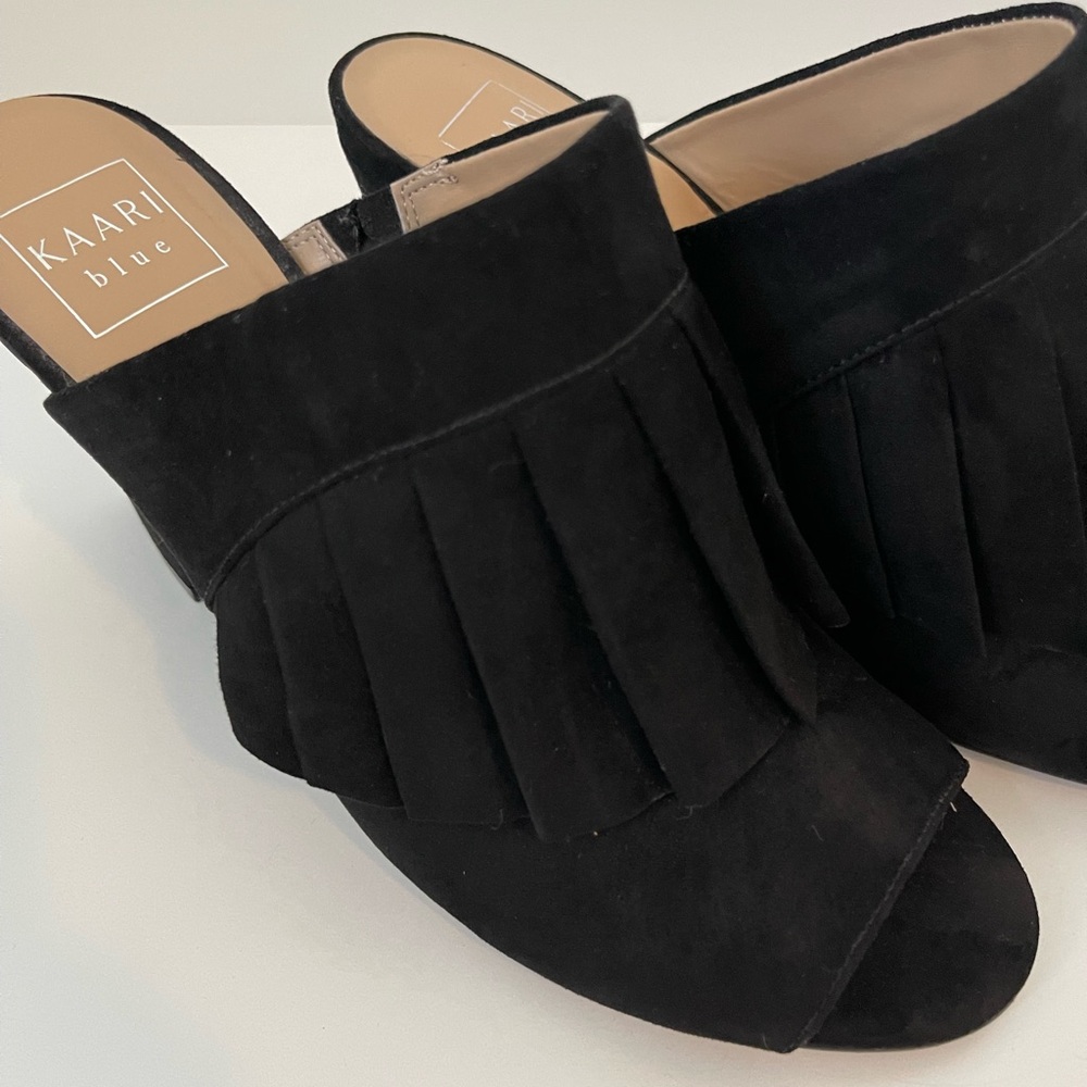 Kaari Blue - peep toe suede black heels - Women’s Size 9.5
